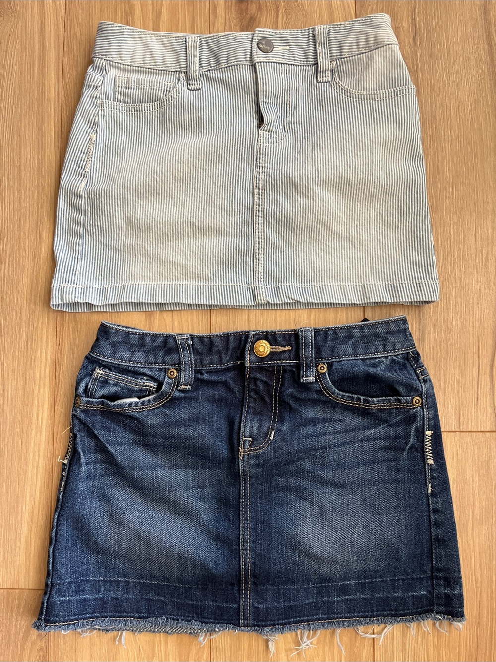 Striped Light Blue jean Mini Skirt - Casual Everyday Style